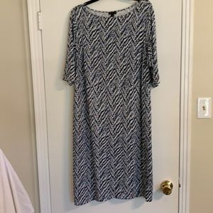 JJill size 1X navy print wearever knit dress